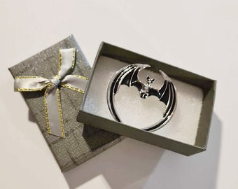 Bat brooch, gothic brooch, large bat, stainless steel jewerly