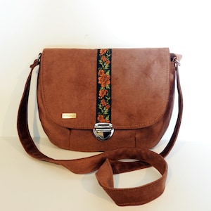 Ethno-Umhängetasche / Boho-Tasche, Kupfer-Geldbörse, braune Umhängetasche