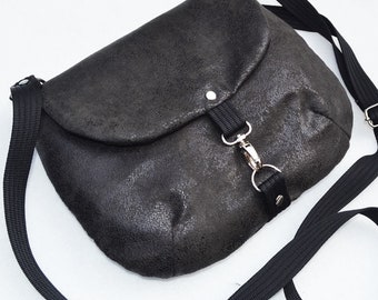 Vintage glam rock suede messenger bag