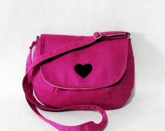 Crossbody bag / purse for girl / purse with heart / gift for young lady / pink purse