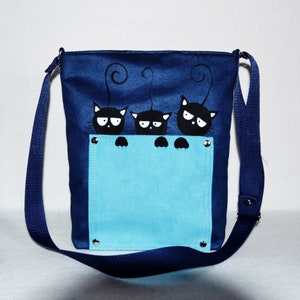 Bolso bandolera colorido con gatos para niña