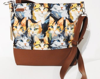 Vintage style purse, cat purse, romantic cat bag, boho cats purse