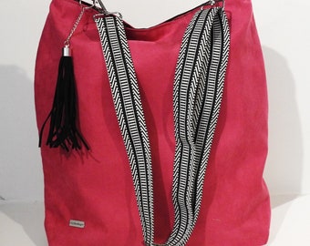 Boho bag / pink sac bag / hobo bag / fuschia bag