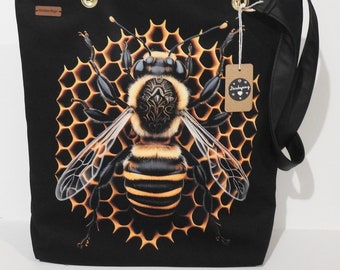 X large queen bee bag/ / glamour bag, vegan bag, gothic bag, bee bag