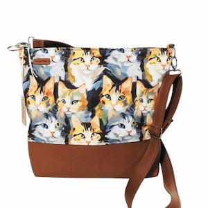 Sac besace chat pastel