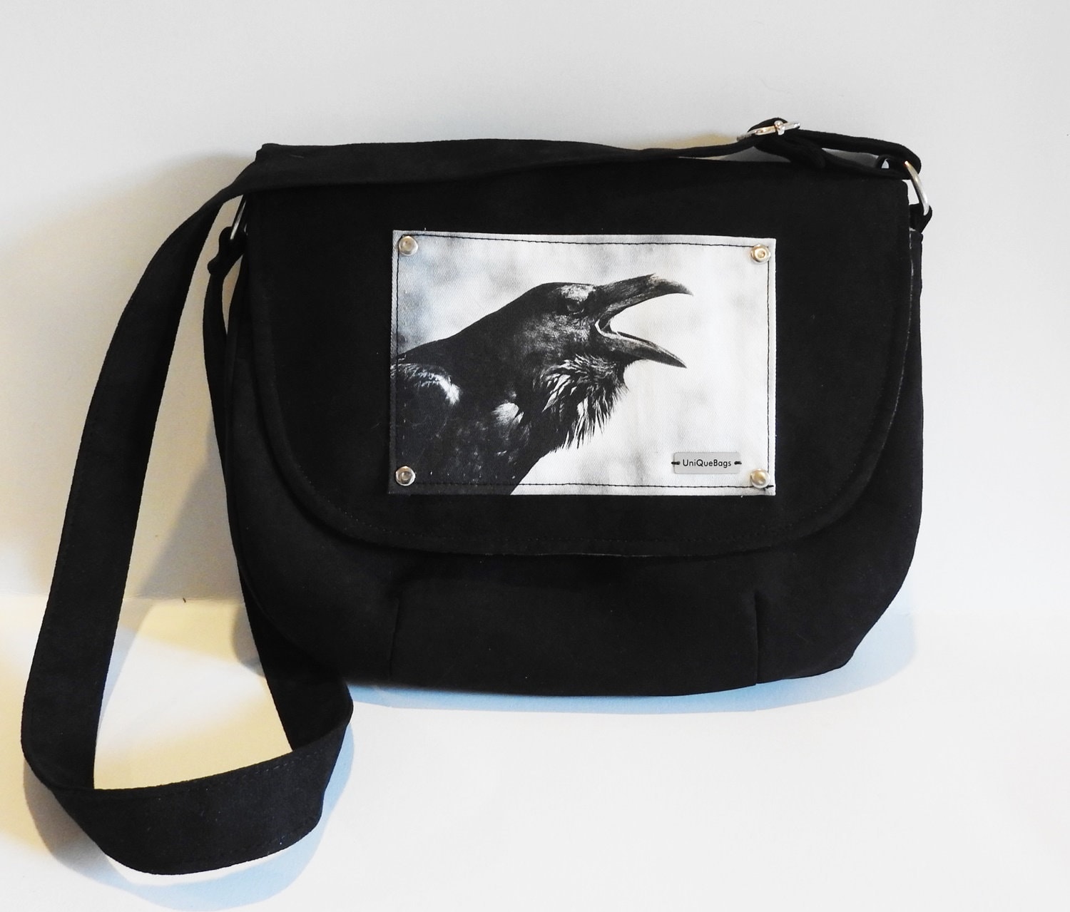 Raven Bag Gothic Messenger Bag Poe Raven Steampunk Nevermore 