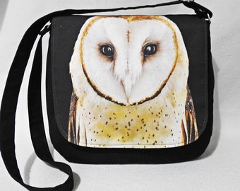 Barn owl,  crossbody bag,  barn owl purse,  owl bag,   messenger bag, barn owl, messenger