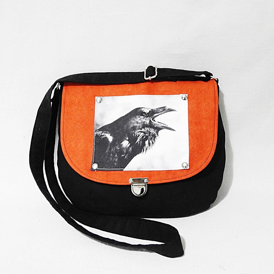 Crossbody Navy Blue Bag RAVEN / Purse With Raven / Raven Purse / Raven Bag Etsy
