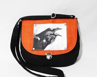Crossbody navy blue bag RAVEN / purse with raven / raven purse / raven bag