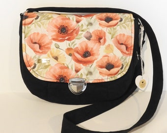 Crossbody bag / retro purse / floral bag / poppies purse / purse boho /