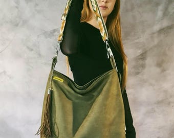 Large sac bag/ Boho bag / hobo bag / fgreen bag boho / boho  bag / purse boho