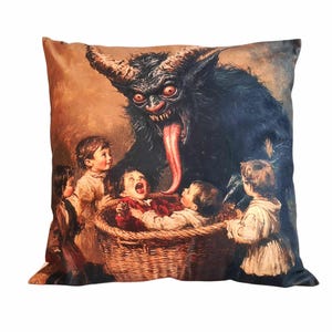 Welvet pillow,krampus pillow, demon goat pillow