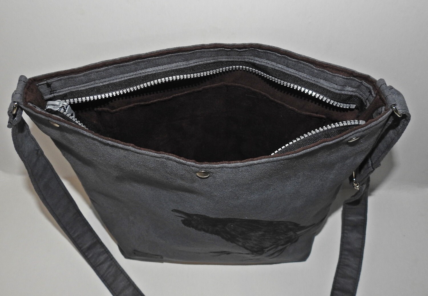 Messenger bag creepy raven purse painted Raven gothic Etsy