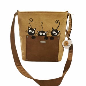 Bolso bandolera colorido con gatos para niña / gatos pintados / bolso de mano