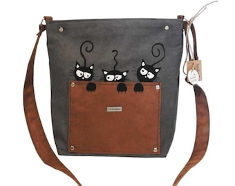 Bolso bandolera colorido con gatos para niña / gatos pintados / bolso de mano