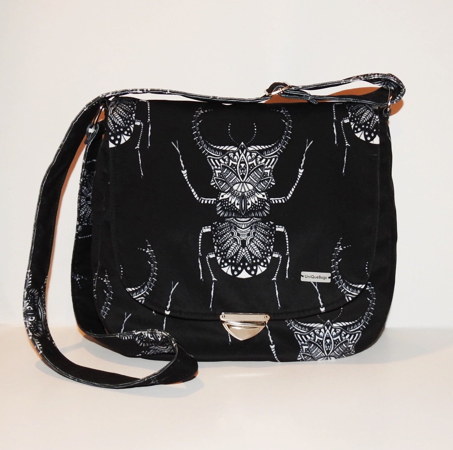 Crossbody Insect Pattern / Messenger Bag, Velvet Purse, Beeetle Purse ...