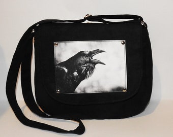 Raven purse, gothic purse, crossbody bag, crossbody purse,