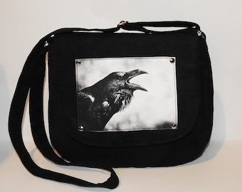 Raven purse, gothic purse, crossbody bag, crossbody purse,
