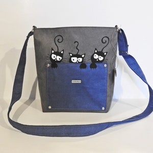 Bolso bandolera colorido con gatos para niña / gatos pintados / bolso de mano