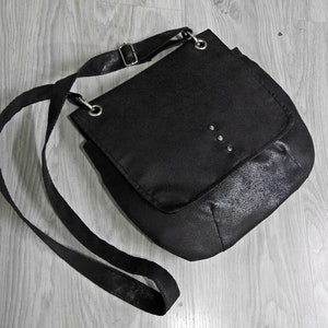 Crossbody bag / glam rock purse / black gothic purse / gothic bag / suedette purse
