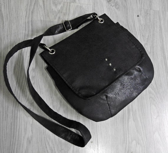 Rocky Leather Cross-body/Shoulder Bag Black