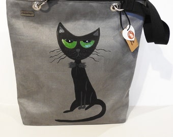 X-large bag with cat, shopper bag, xl tote bag, cat bag