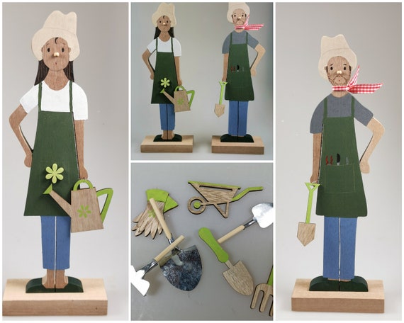 Figur aus Holz Gärtner Gärtnerin Etsy
