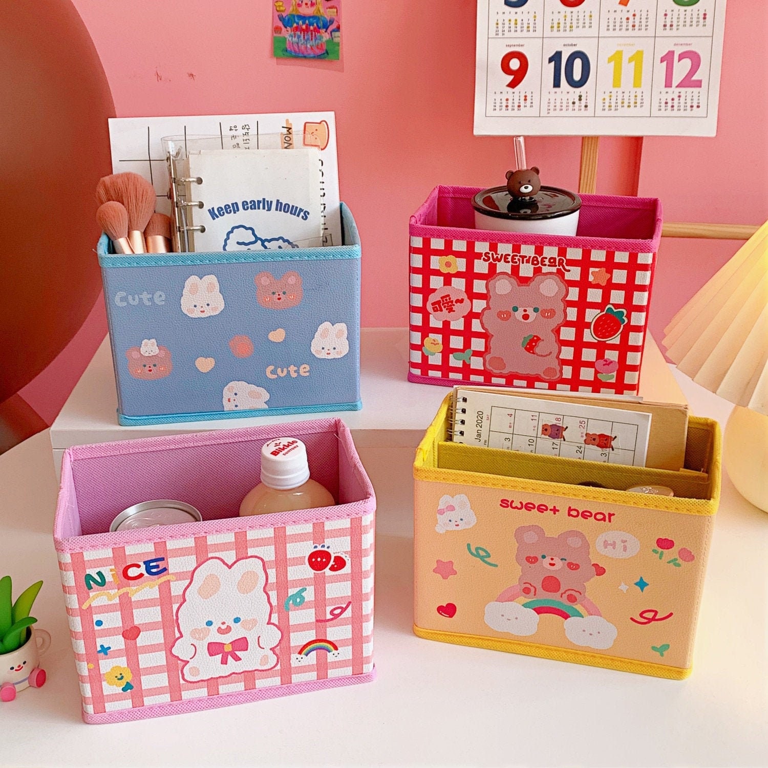 Kawaii Stationery Storage Box Kawaii Office Supplies Etsy
