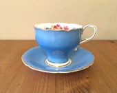 Paragon Tea Cup and Saucer Blue Bone China