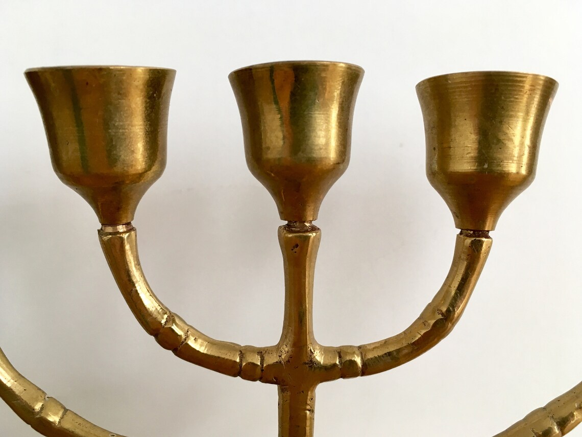 Vintage Brass Menorah 5 Arm Menorah Candelabra Candle Etsy