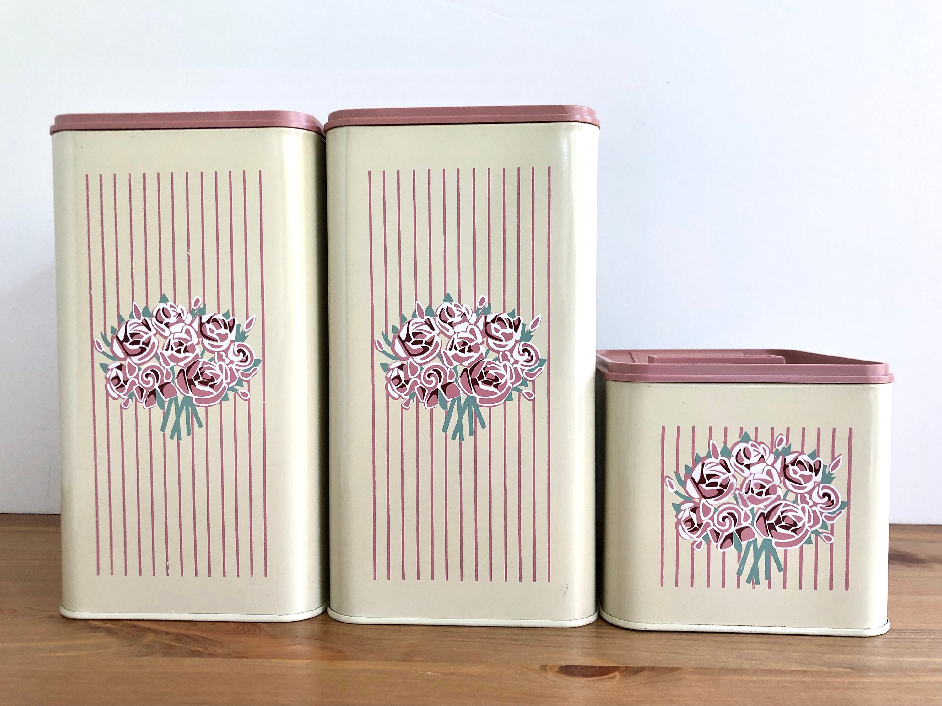 Kitchen Storage Kitchen & Dining Canister Sets Vintage Aluminium Pink