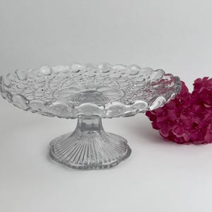 Vintage 8.25&quot; Pressed Glass Cake Stand