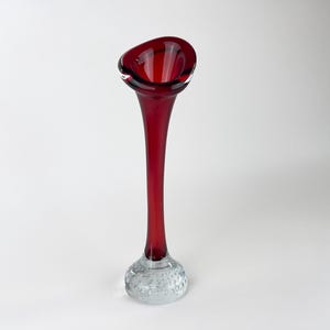 Vintage 10.5&quot; Tall Red Swedish Bud Glass Vase