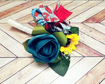 Comic Book Page Boutonniere: Handmade Paper Rose Wedding Accessory