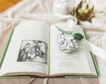 Handmade Paper Rose: Book Page Arrangement, Wedding Decor