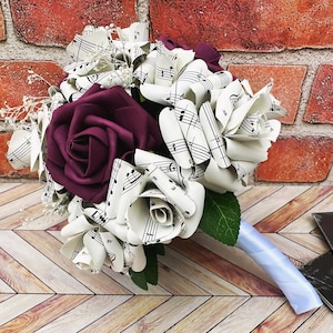 Sheet Music Rose Wedding Bouquet | Paper Rose Wedding Bouquet | | Posy Wedding Bouquet | First Anniversary Gift