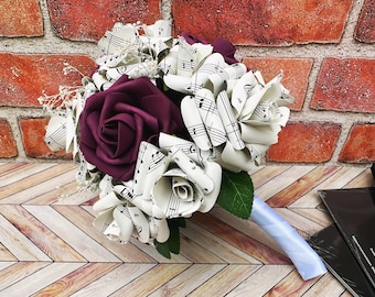 Sheet Music Rose Wedding Bouquet | Paper Rose Wedding Bouquet | | Posy Wedding Bouquet | First Anniversary Gift