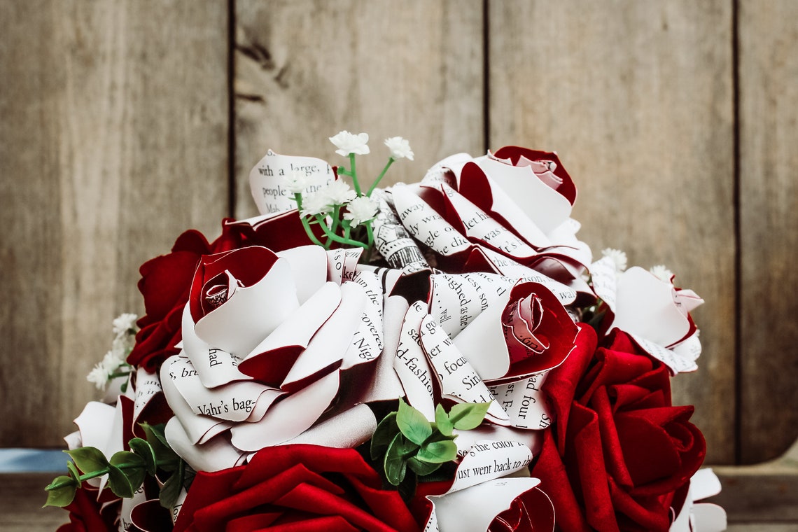 Book Flower Bouquet Book Wedding Bouquet Book Lover Etsy