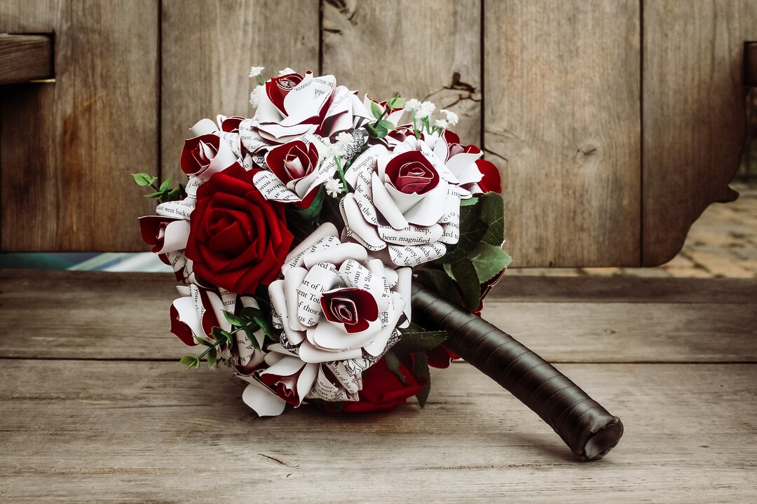 Book Flower Bouquet Book Wedding Bouquet Book Lover Etsy
