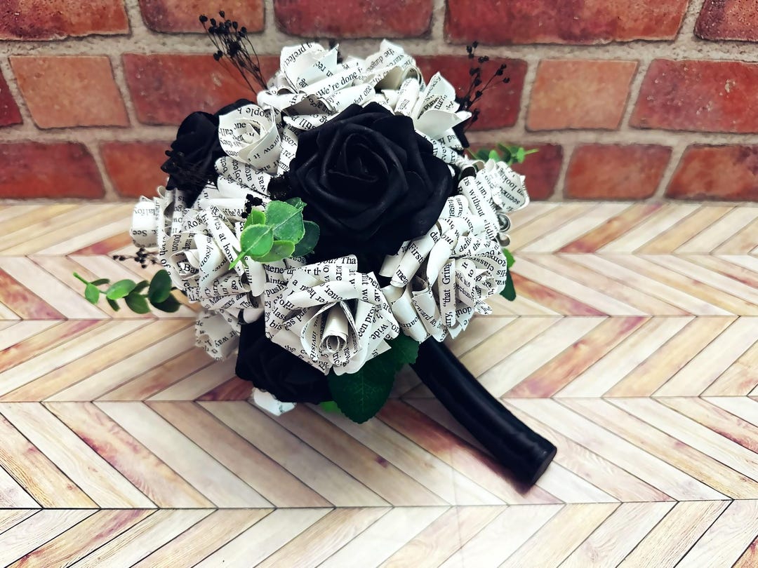 Book Page Rose Wedding Bouquet | First Anniversary Gift - Etsy