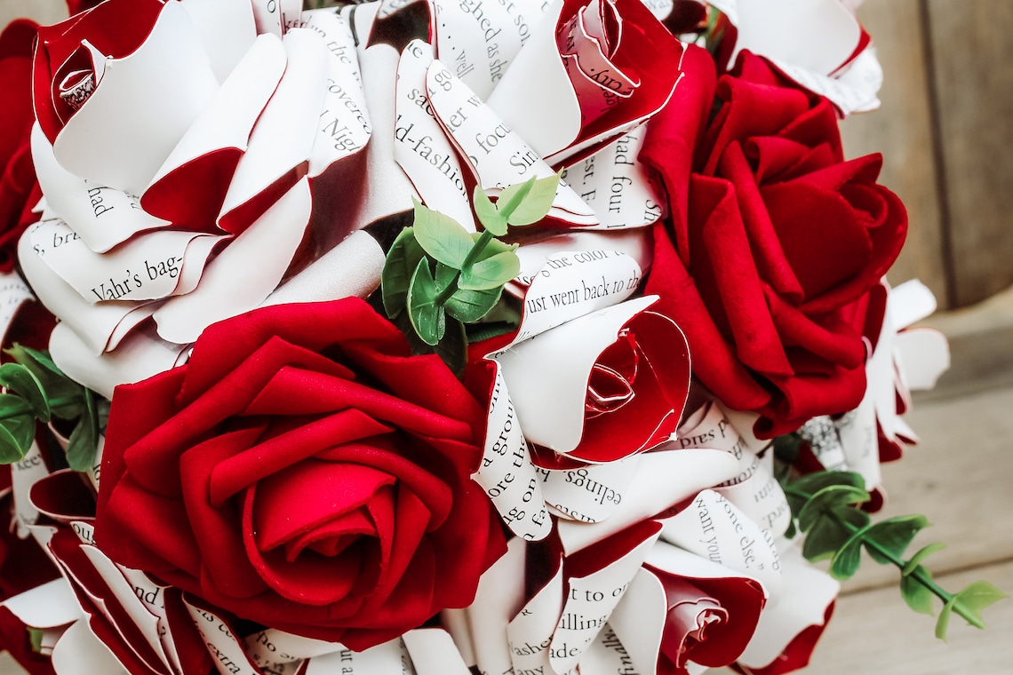 Book Flower Bouquet Book Wedding Bouquet Book Lover Etsy