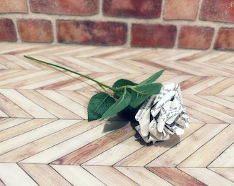 Wizard Themed Book Page Rose | Handmade Paper Flower Arrangement