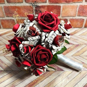 Layered Book Page Rose Wedding Bouquet | Paper Rose Wedding Bouquet | Posy Wedding Bouquet | First Anniversary Gift