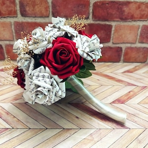 Beauty and the Beast Book Page Rose Wedding Bouquet | Paper Rose Wedding Bouquet  | Posy Bouquet | First Anniversary Gift