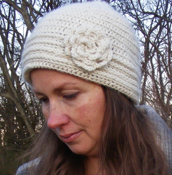 Crochet Pattern CROCHET PATTERN ONLY Fianna Ribbed Hat With Rose Flower 