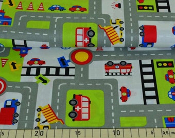 Cotton fabric roads/vehicles / patterned