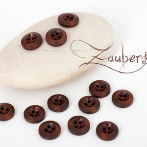 12 wooden buttons 13 mm, dark brown