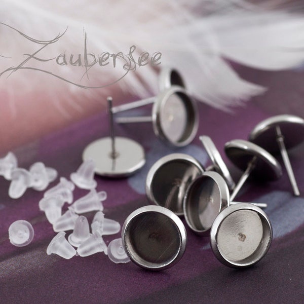 10 stainless steel stud earrings for 8 mm cabochon