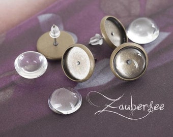 10 Ohrstecker und 10 mm Cabochon