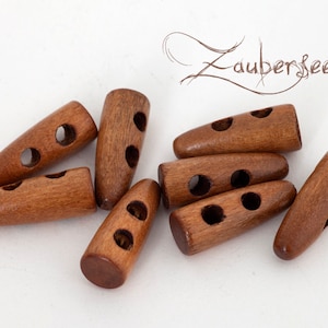 8 wooden buttons gag brown, 30 mm